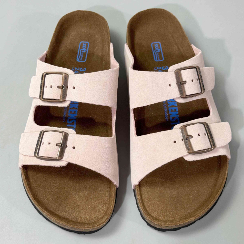 Birkenstock Arizona Pink Suede Two-Strap Sandals