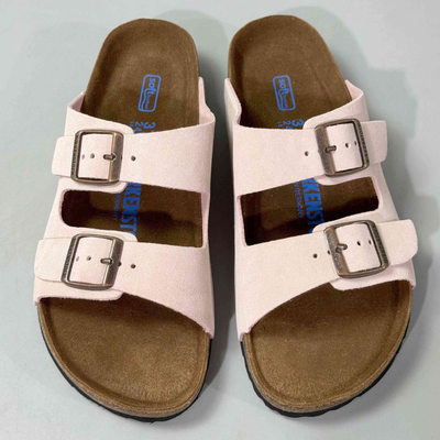 Birkenstock Arizona Pink Suede Two-Strap Sandals