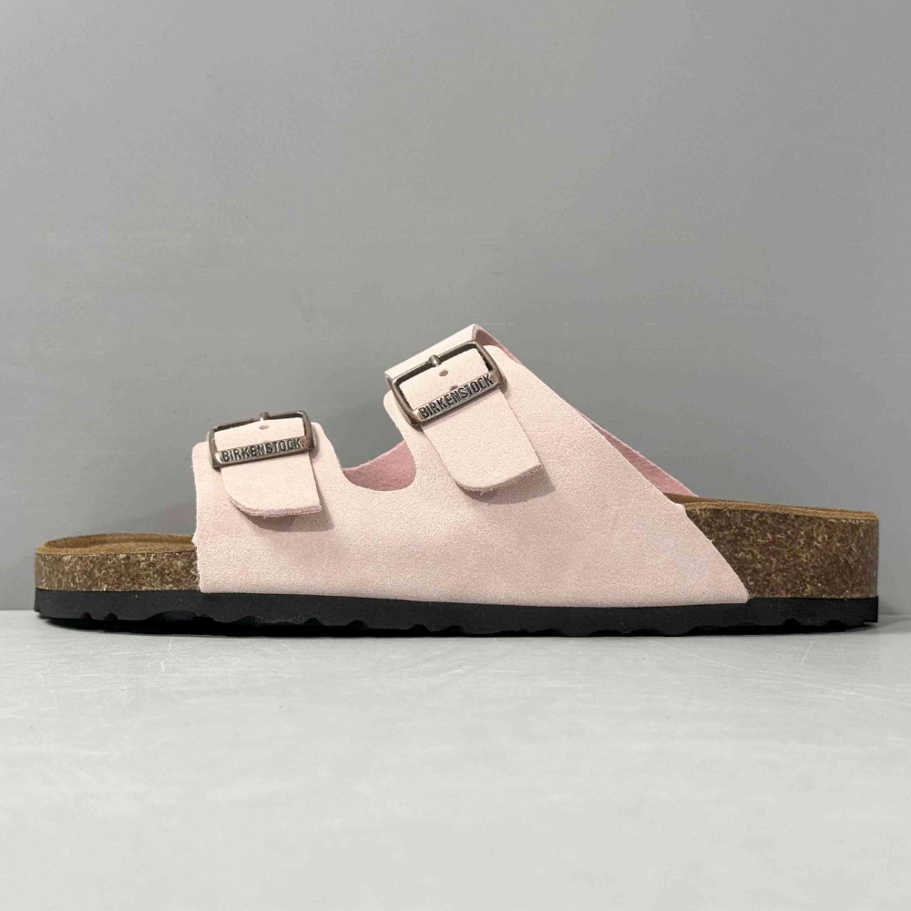 Birkenstock Arizona Pink Suede Two-Strap Sandals