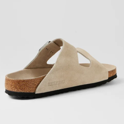 Birkenstock Arizona Soft Footbed Unisex Oyster Nubuck Two-Strap Sandals