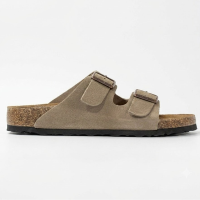 Birkenstock Arizona Unisex Taupe Suede Soft Footbed Sandals