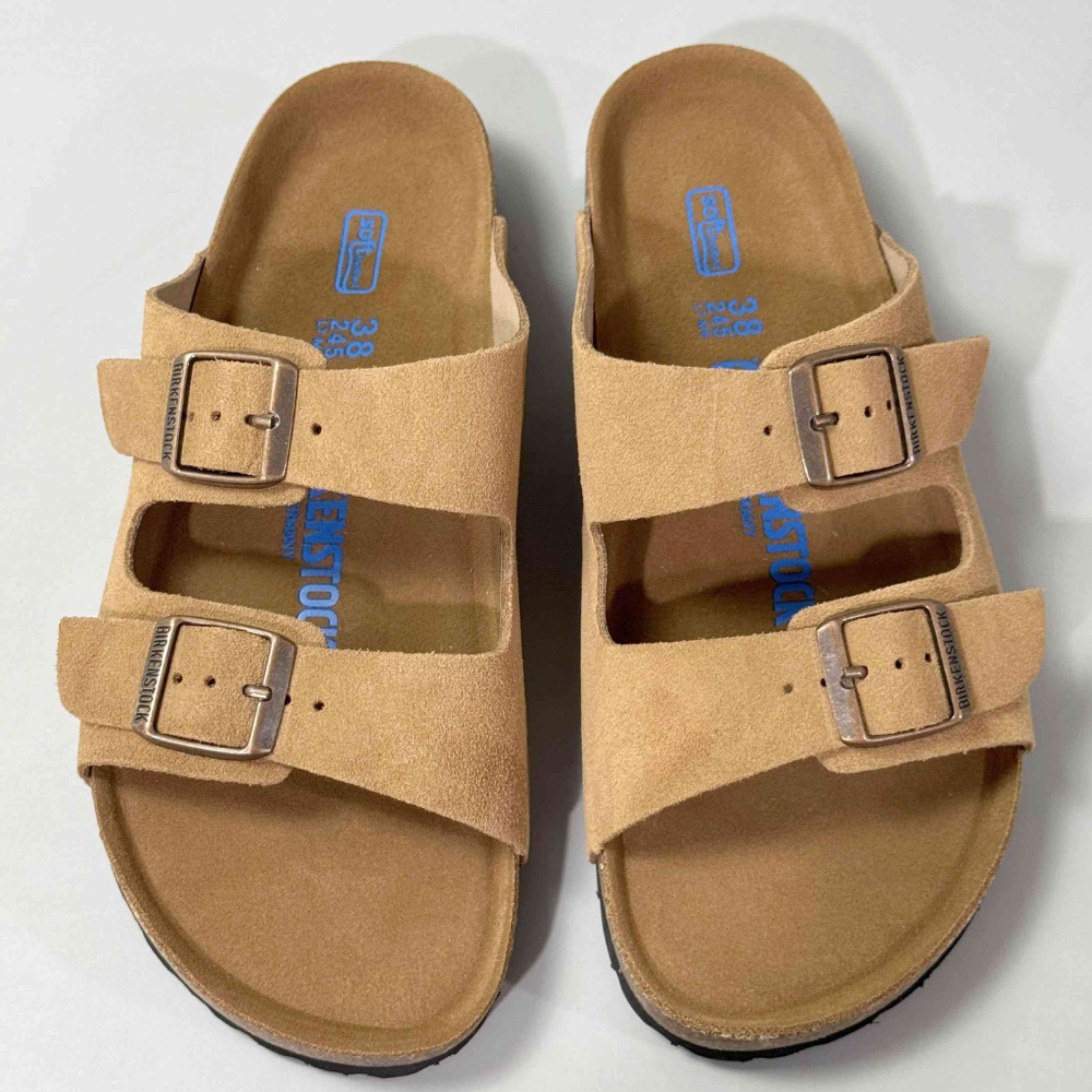 Birkenstock Arizona Unisex Taupe Suede Soft Footbed Sandals
