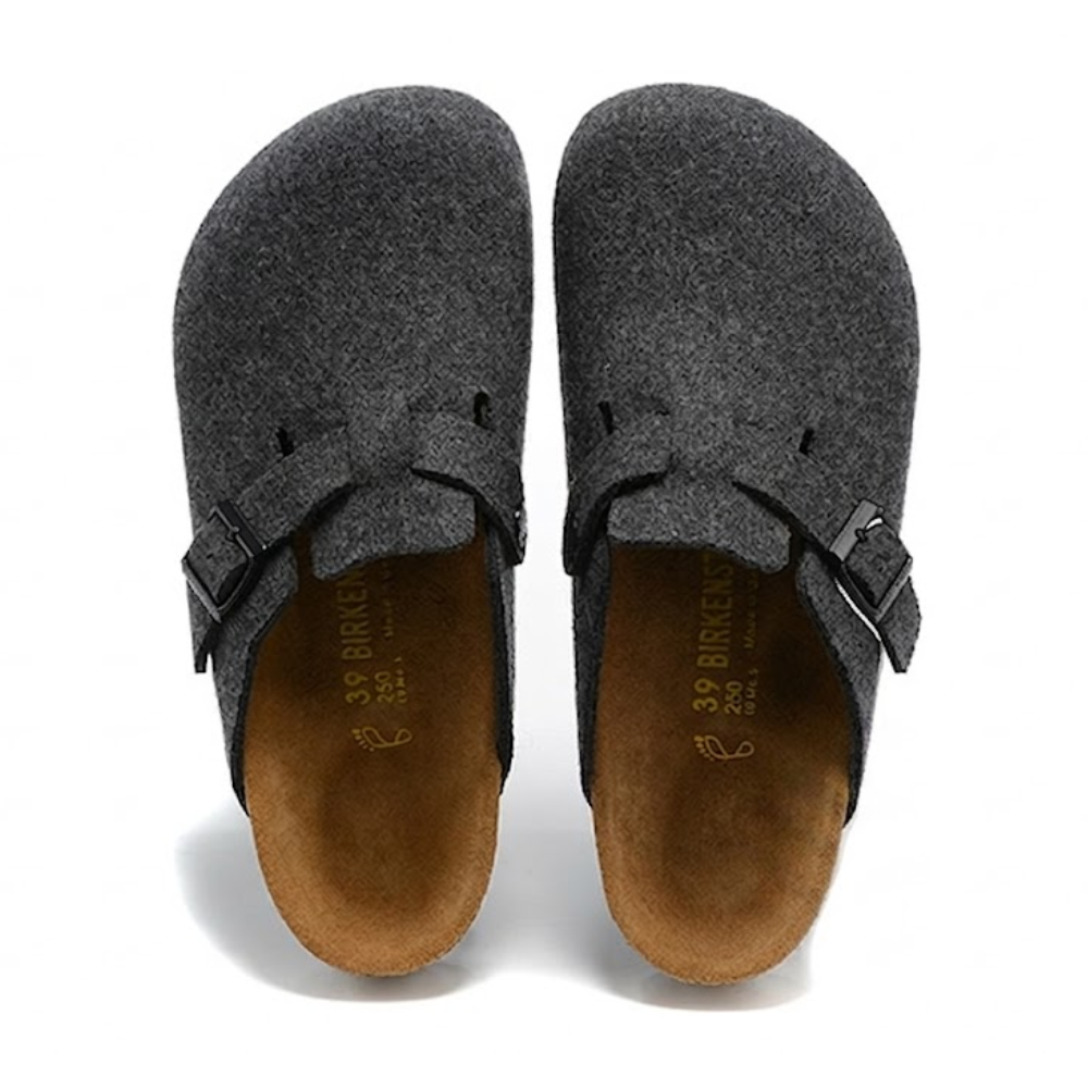 Birkenstock Boston Anthracite Wool Felt Clogs