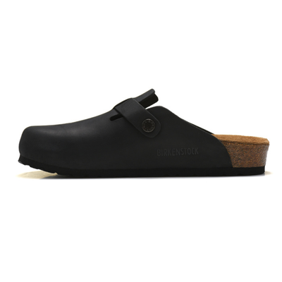 Birkenstock Boston Black Buckled Clogs