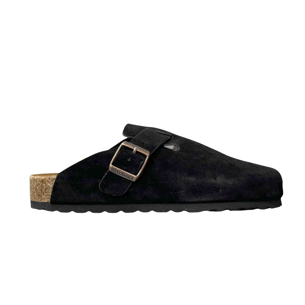 Birkenstock Boston Black Suede Clogs