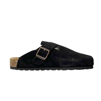 Birkenstock Boston Black Suede Clogs