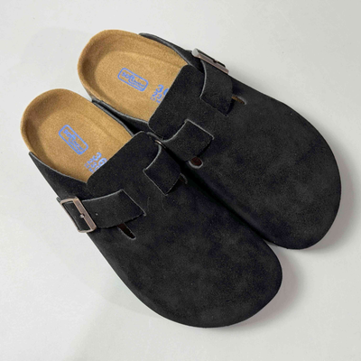 Birkenstock Boston Black Suede Clogs