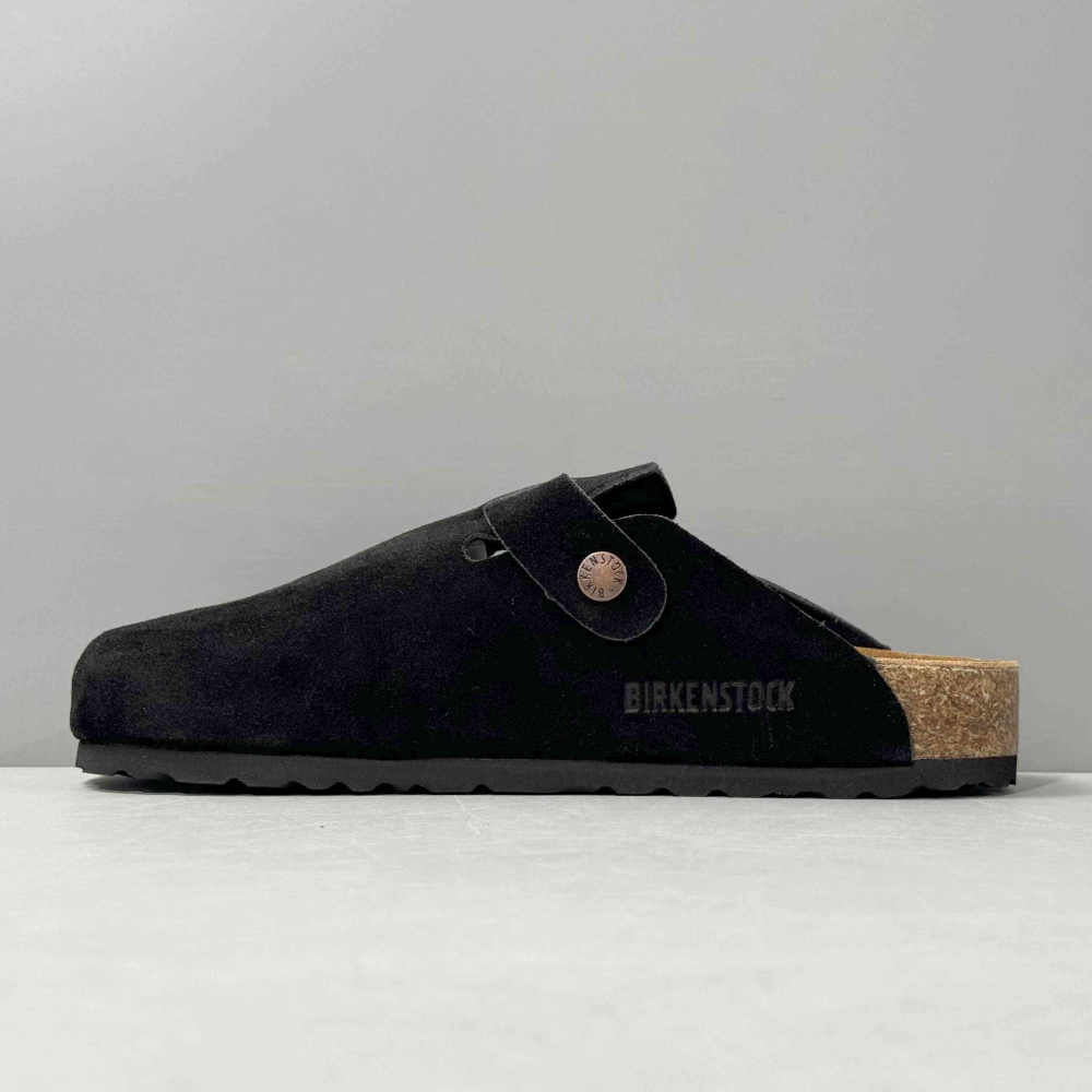 Birkenstock Boston Black Suede Clogs
