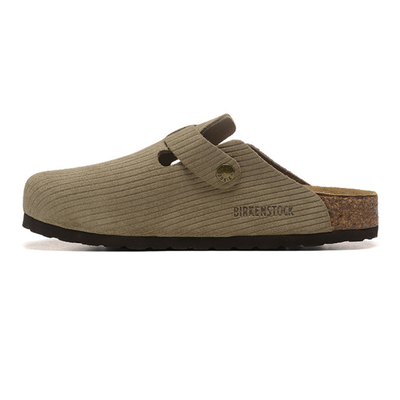 Birkenstock Boston Cork Brown Embossed Corduroy Suede Clogs