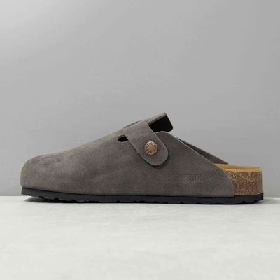 Birkenstock Boston Grey Suede Clogs