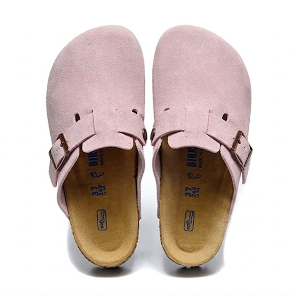 Birkenstock Boston Pink Clay Suede Clogs