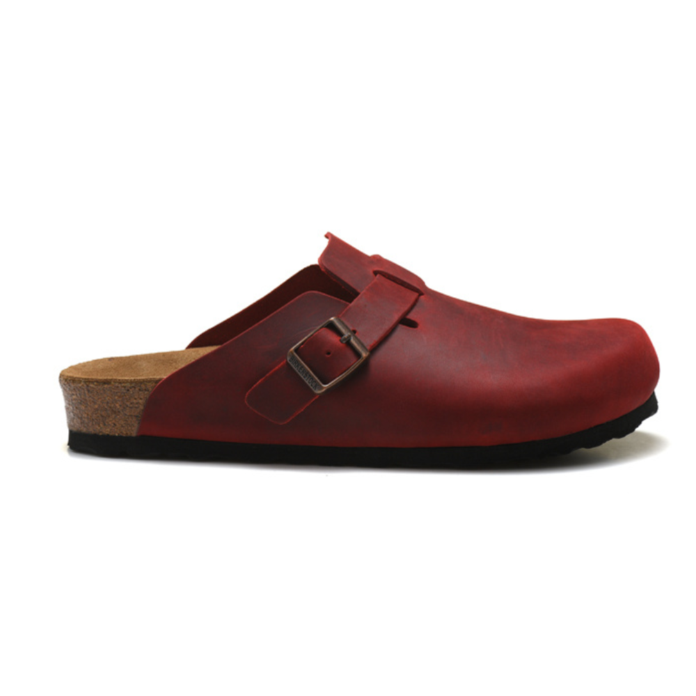 Birkenstock Boston Red Oiled Leather Clogs