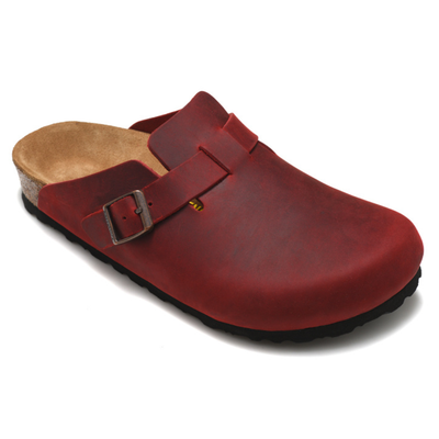 Birkenstock Boston Red Oiled Leather Clogs