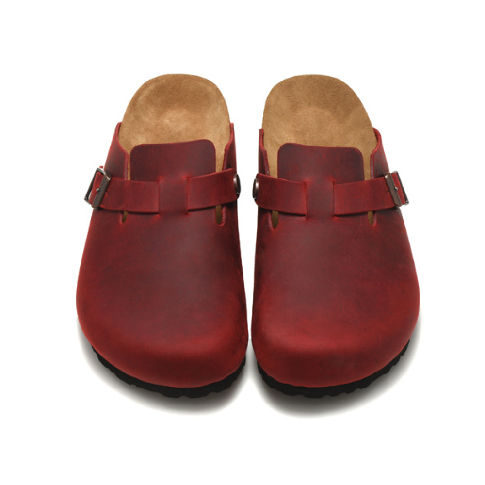 Birkenstock Boston Red Oiled Leather Clogs