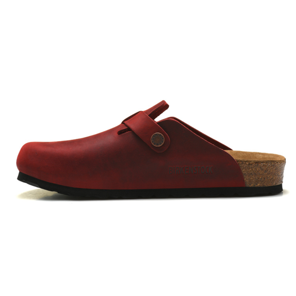 Birkenstock Boston Red Oiled Leather Clogs