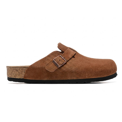 Birkenstock Boston Soft Footbed Brown Suede Leather Clogs