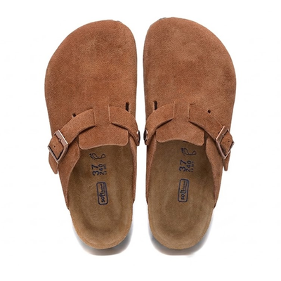 Birkenstock Boston Soft Footbed Brown Suede Leather Clogs
