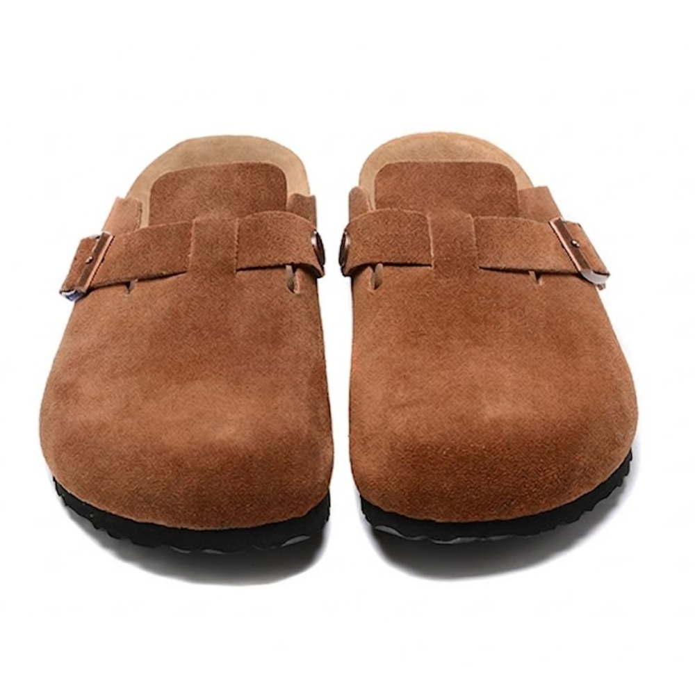 Birkenstock Boston Soft Footbed Brown Suede Leather Clogs