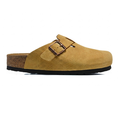 Birkenstock Boston Soft Footbed Cork Brown Suede Leather Clogs
