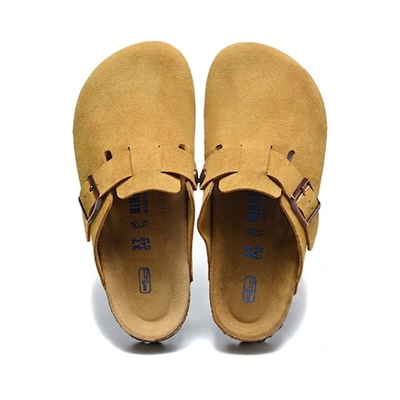 Birkenstock Boston Soft Footbed Cork Brown Suede Leather Clogs