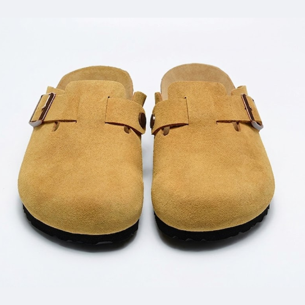 Birkenstock Boston Soft Footbed Cork Brown Suede Leather Clogs