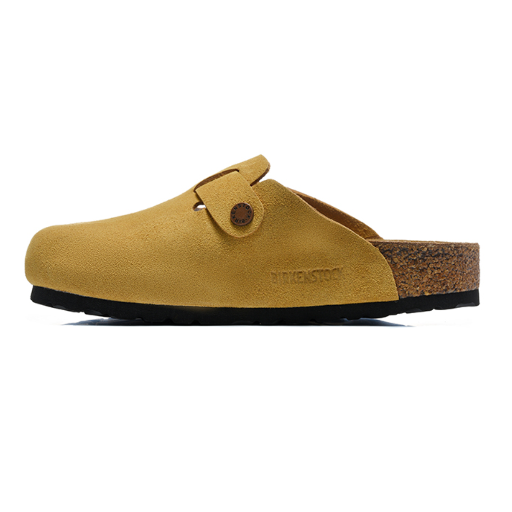 Birkenstock Boston Soft Footbed Cork Brown Suede Leather Clogs