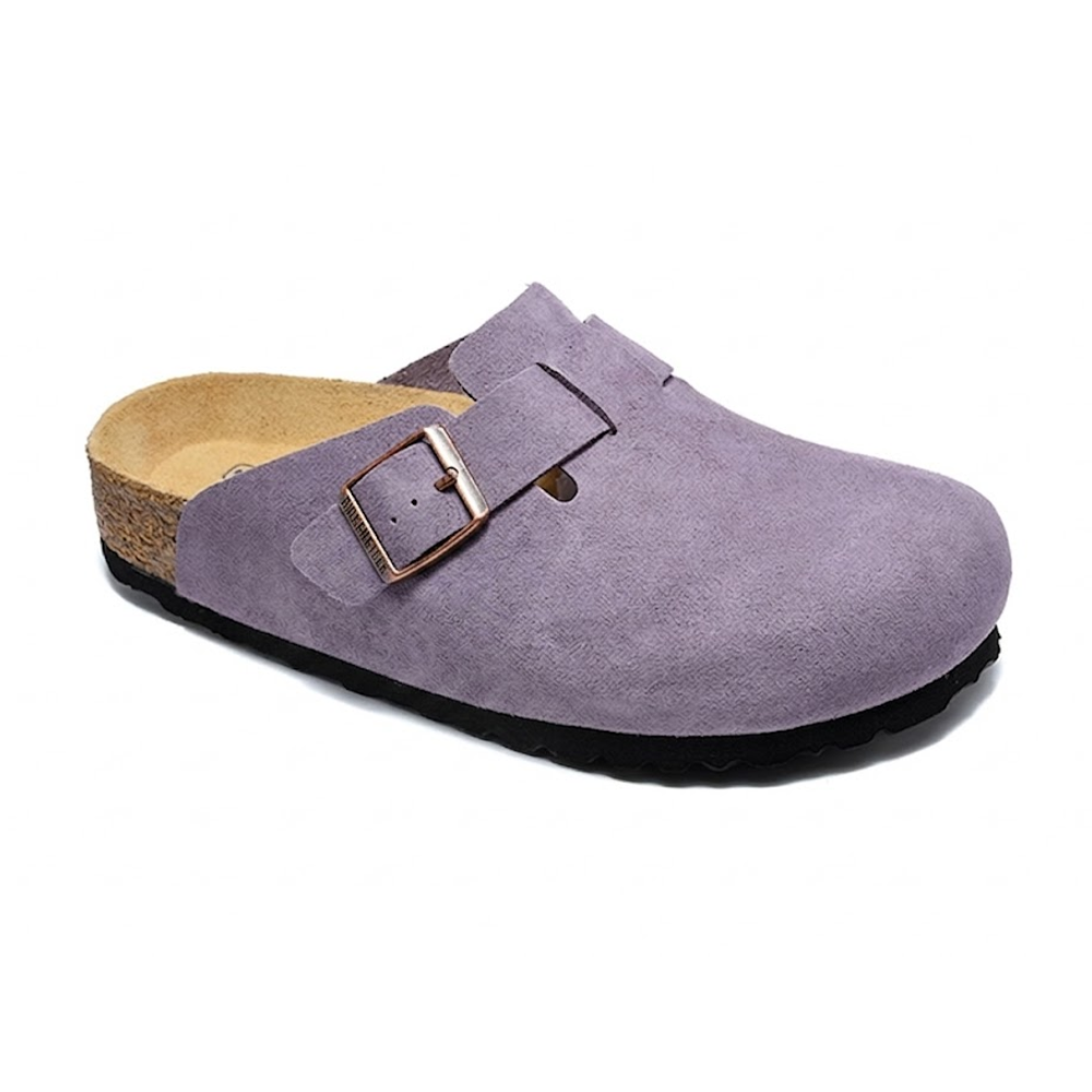 Birkenstock Boston Soft Footbed Faded Purple Suede Leather Clogs