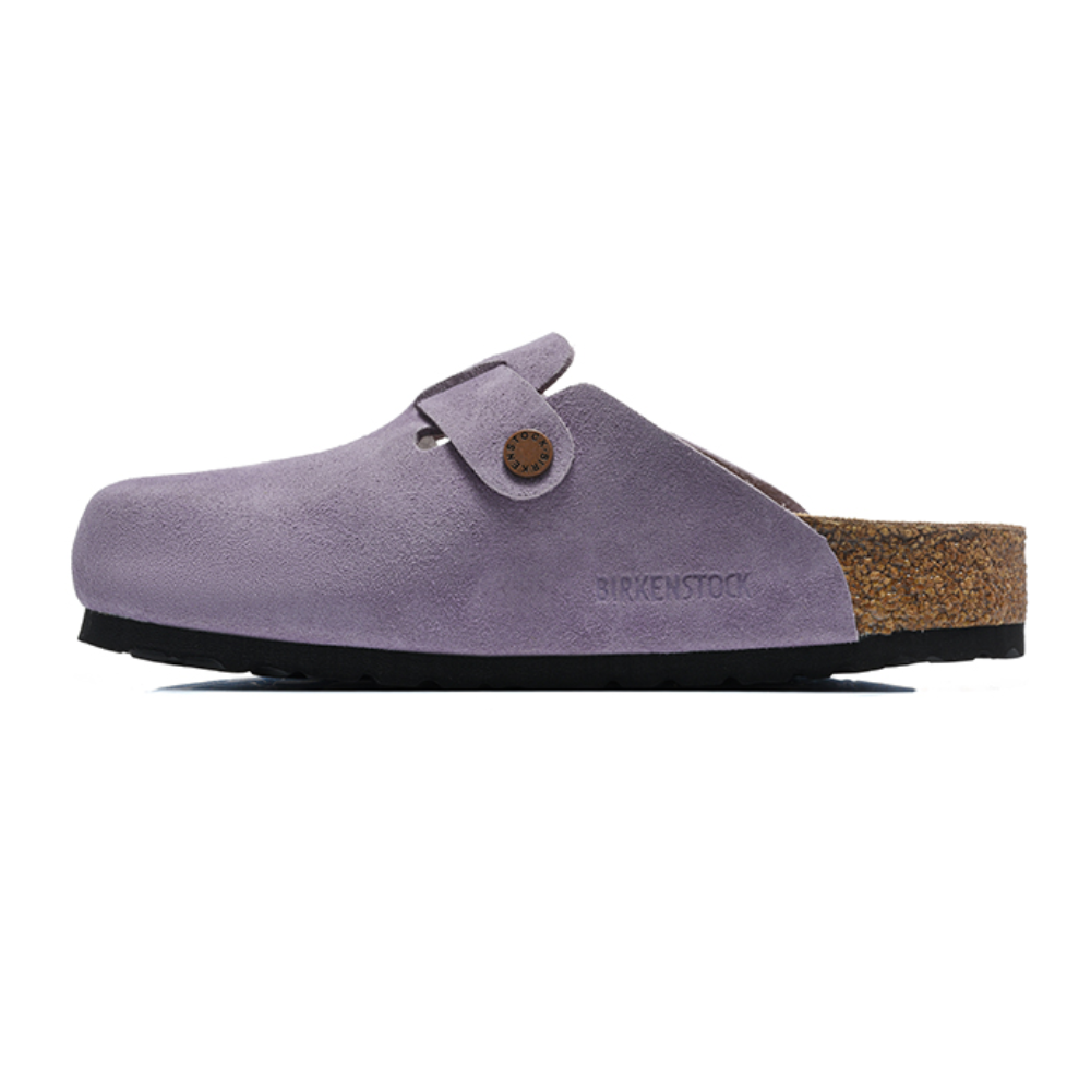 Birkenstock Boston Soft Footbed Faded Purple Suede Leather Clogs