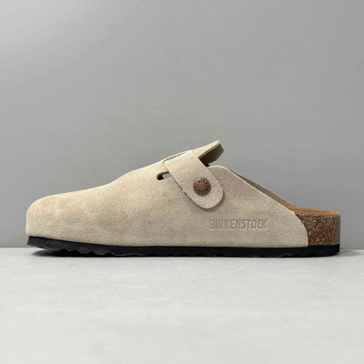 Birkenstock Boston Soft Footbed Taupe Suede Clogs