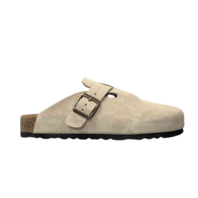 Birkenstock Boston Soft Footbed Taupe Suede Clogs