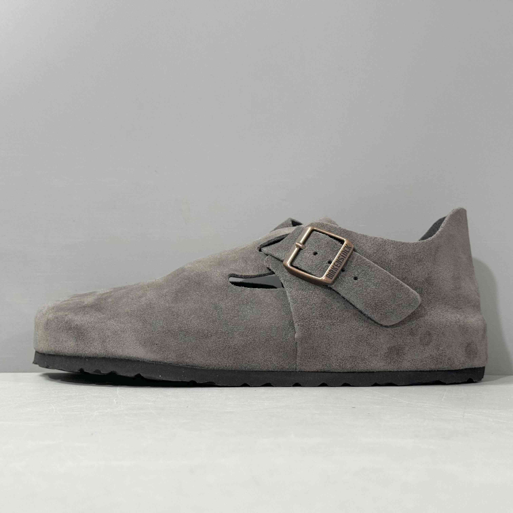 Birkenstock London BS Unisex Suede Closed-Toe Clogs - Whale Gray 1018996