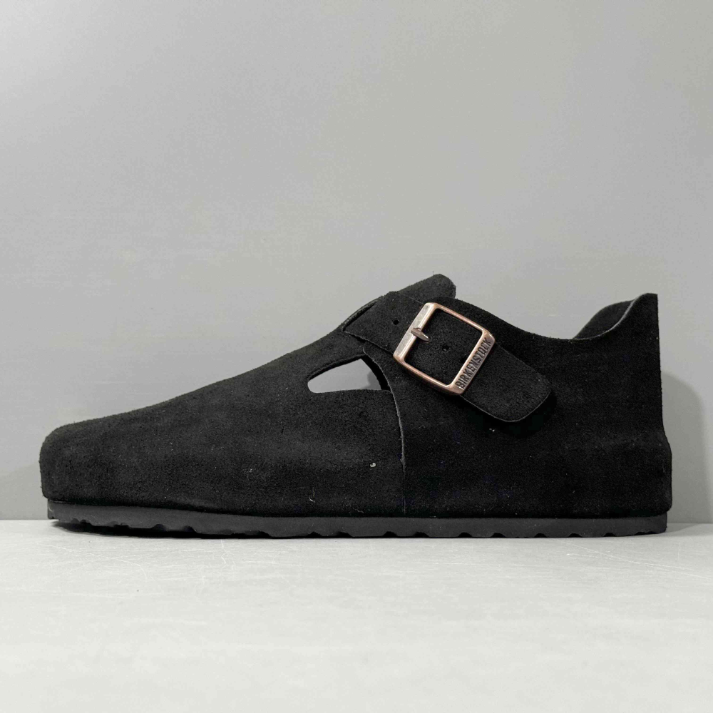 Birkenstock London Unisex Black Suede Closed-Toe Clogs