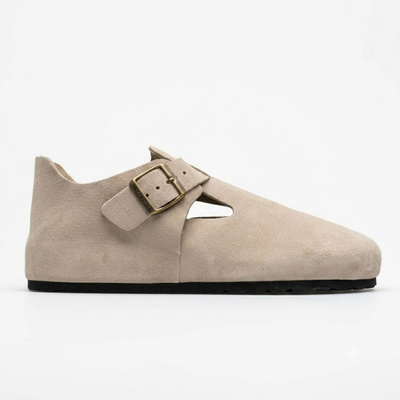 Birkenstock London Unisex Suede Closed-Toe Clogs - Cream