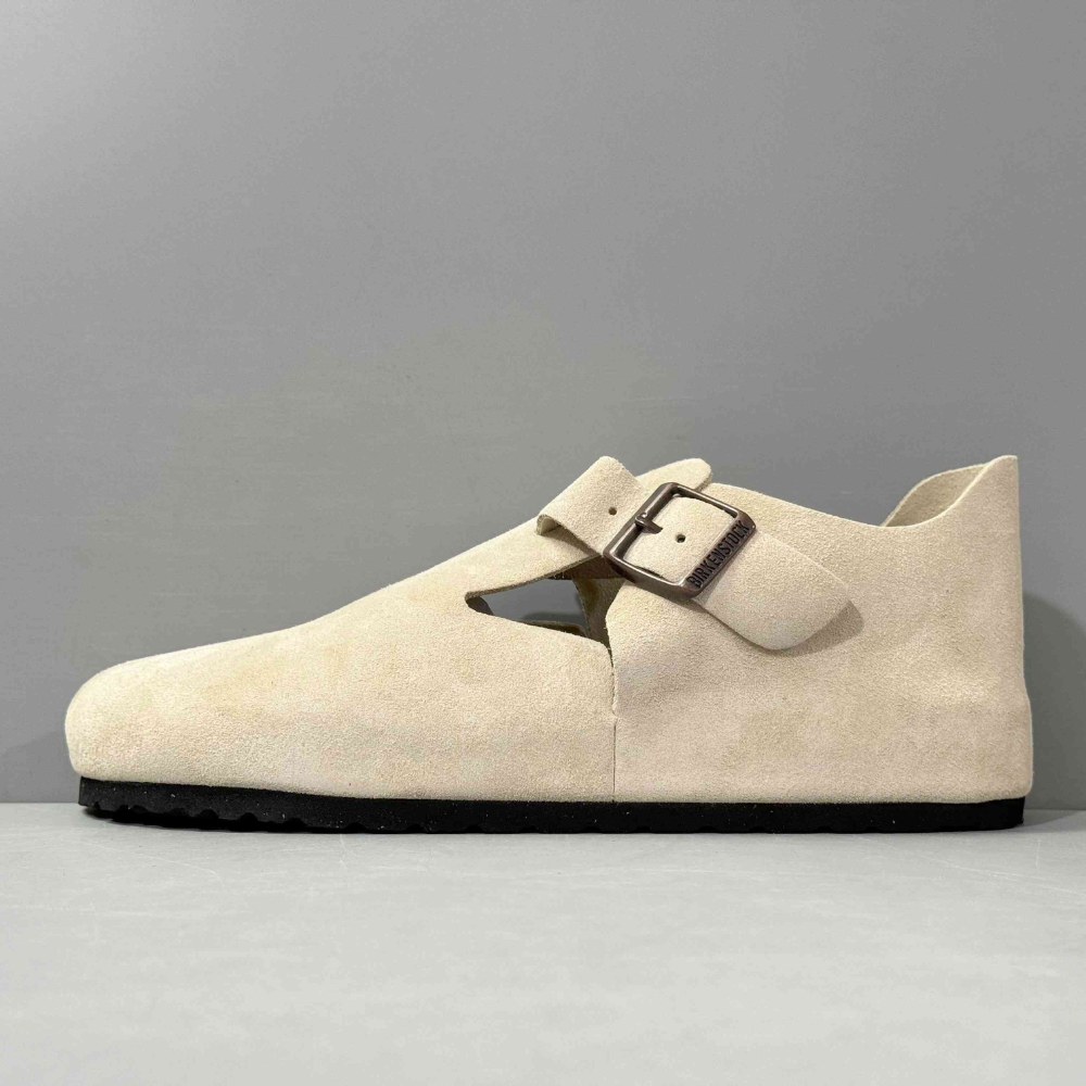 Birkenstock London Unisex Suede Closed-Toe Clogs - Cream