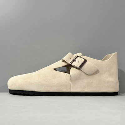 Birkenstock London Unisex Suede Closed-Toe Clogs - Cream