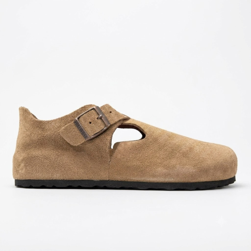Birkenstock London Unisex Suede Closed-Toe Clogs - Taupe Narrow Fit