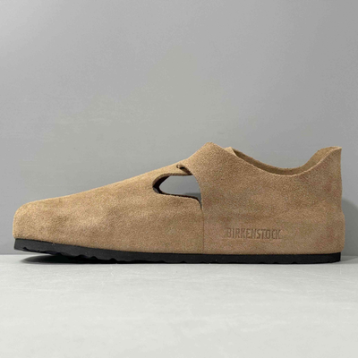 Birkenstock London Unisex Suede Closed-Toe Clogs - Taupe Narrow Fit