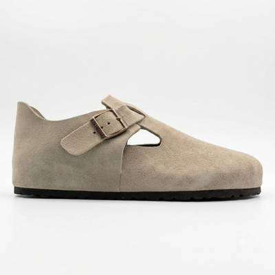 Birkenstock London Unisex Suede Closed-Toe Clogs - Taupe