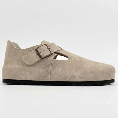 Birkenstock London Women's Beige Suede Shearling-Lined Closed-Toe Clogs