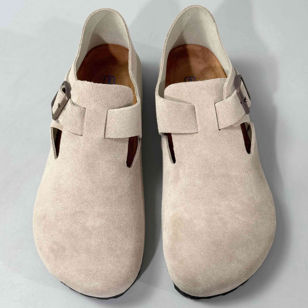 Birkenstock London Women's Beige Suede Shearling-Lined Closed-Toe Clogs