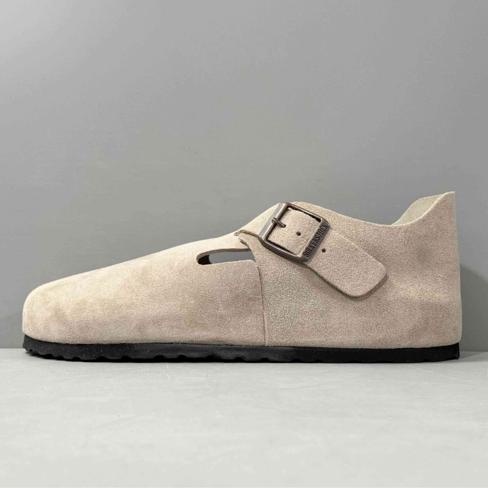 Birkenstock London Women's Beige Suede Shearling-Lined Closed-Toe Clogs