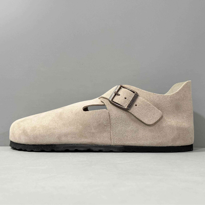 Birkenstock London Women's Beige Suede Shearling-Lined Closed-Toe Clogs