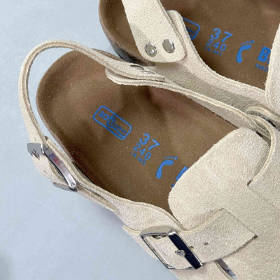 Birkenstock Tokio Unisex Suede Leather Backstrap Clogs - Taupe