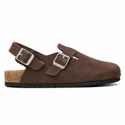 Birkenstock Tokio Brown Suede Closed-Toe Backstrap Clogs
