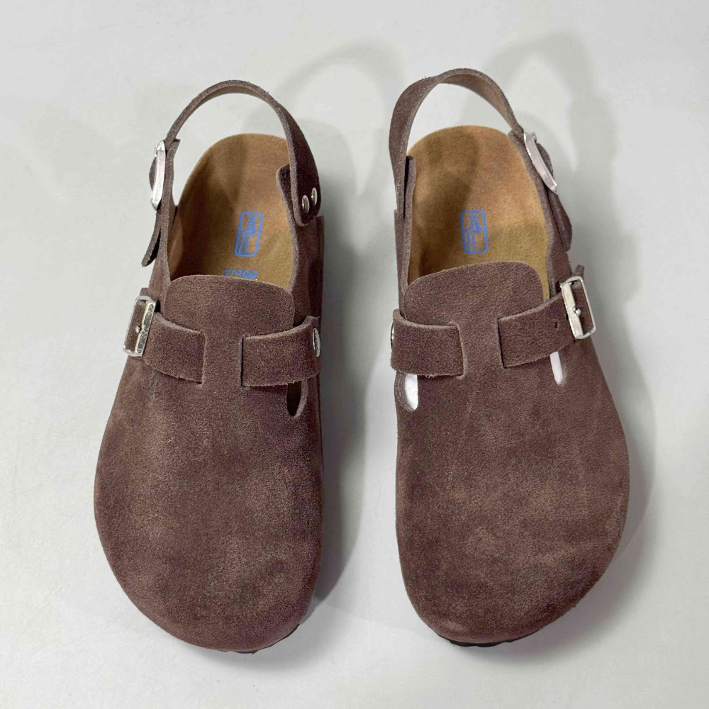 Birkenstock Tokio Brown Suede Closed-Toe Backstrap Clogs