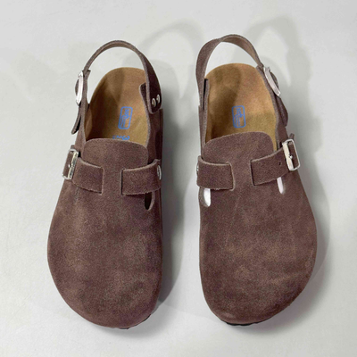 Birkenstock Tokio Brown Suede Closed-Toe Backstrap Clogs