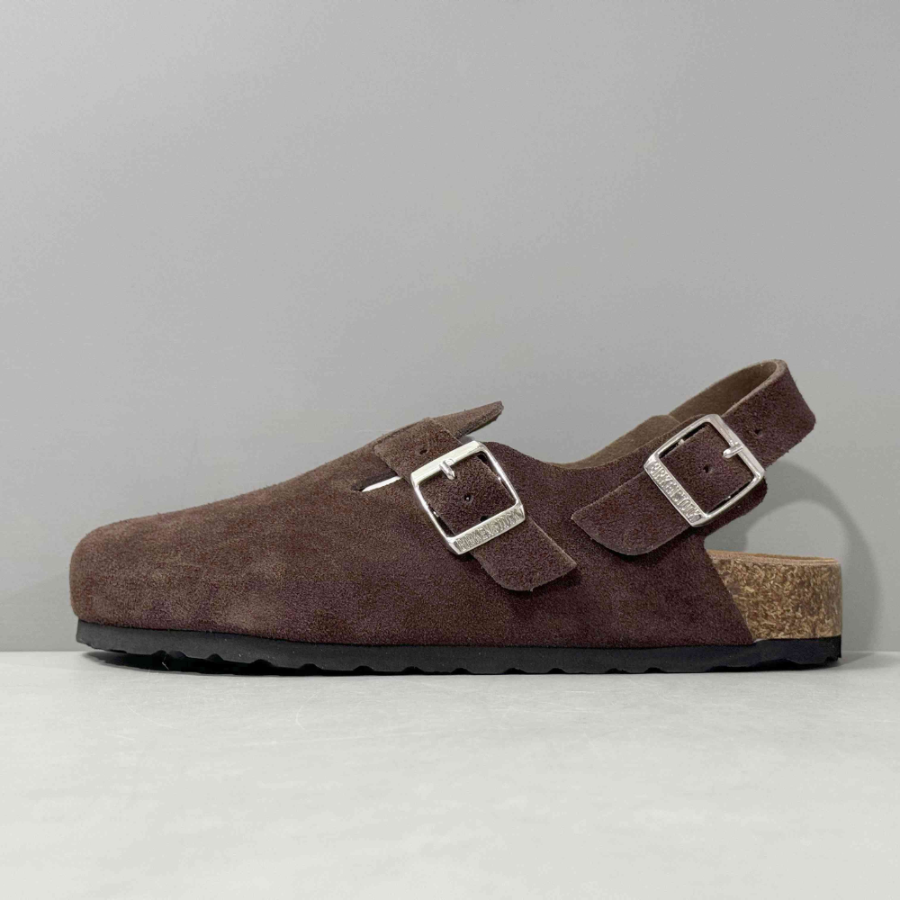 Birkenstock Tokio Brown Suede Closed-Toe Backstrap Clogs