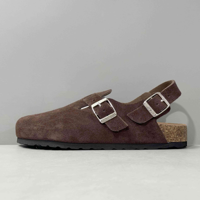 Birkenstock Tokio Brown Suede Closed-Toe Backstrap Clogs