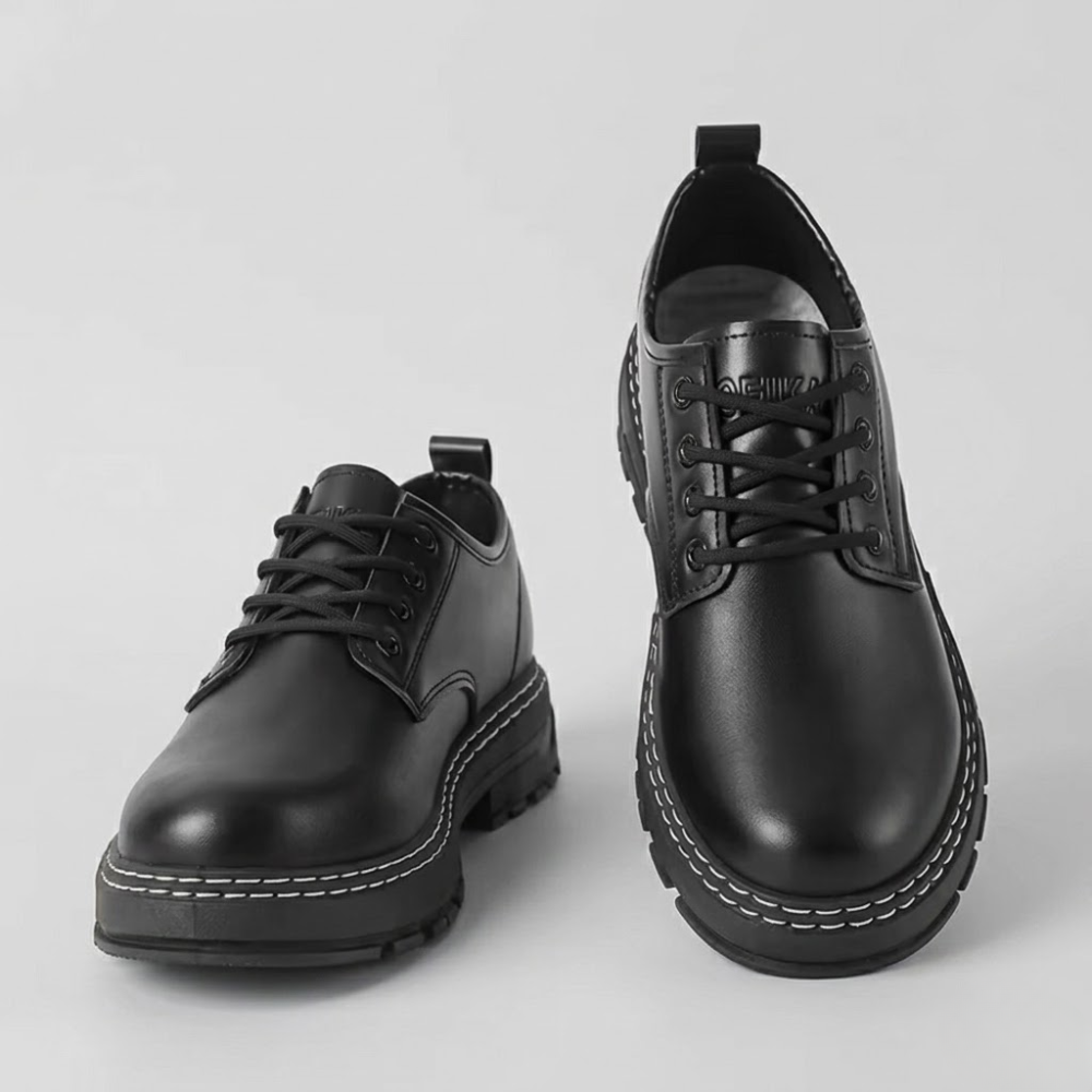 Black Oxford Shoes - Men's Leather Lace-Up Formal Dress Shoes