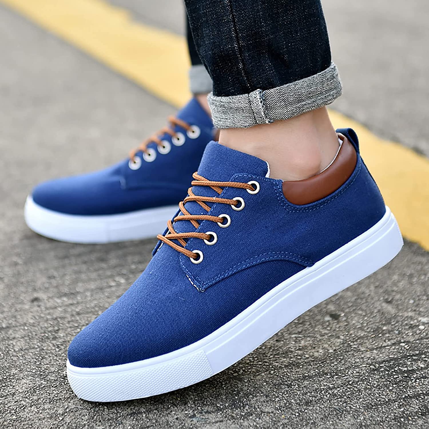 Canvas Sneakers for Men | White Outsole and Lace-Up Design